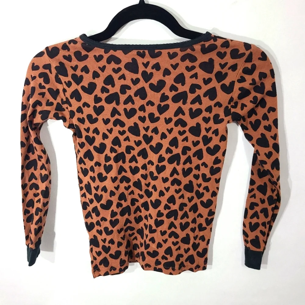 Carter's Kids‎ Girls Size 10/10A Brown and Black 2-Piece PJ Set with Hearts